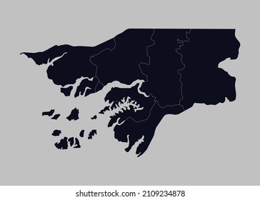 Guinea Bissau map vector, Isolated on gray background