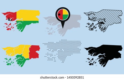Guinea BIssau Map Vector Set