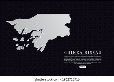 Guinea Bissau Map - World Map International vector template with White Color isolated on hexagon background - Vector illustration eps 10