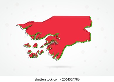 Guinea Bissau Map - World Map International vector template with including red, green and black outline sketch isolated on white background - Vector illustration eps 10