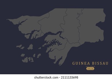 Guinea Bissau Map - World Map International vector template with High detailed including grey and black outline color isolated on black background - Vector illustration eps 10