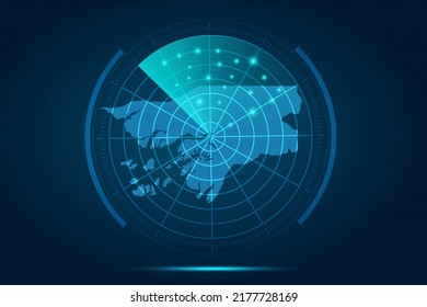 Guinea Bissau Map - World Map International vector template with futuristic circle radar style HUD, GUI, UI interface isolated on blue background for design, infographic - Vector illustration eps 10