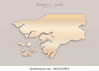 Guinea Bissau Map - World map International vector template with 3D, gold luxury design including shadow on bright background for design, education, website, infographic - Vector illustration eps 10