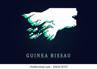 Guinea Bissau Map - World map vector template with green and white  color gradient isolated on dark background - Vector illustration eps 10