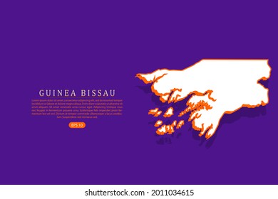 Guinea Bissau map - World map vector template with isometric style including shadow, white and orange color on purple background - Vector illustration eps 10