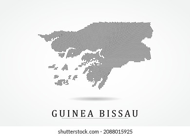 Guinea Bissau Map - World map vector template with Black dots, grid, grunge, halftone style isolated on white background for education, infographic, design - Vector illustration eps 10