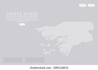 Guinea Bissau Map - World map vector template with White dots, grid, grunge, halftone style isolated on grey background for education, infographic, design, website - Vector illustration eps 10