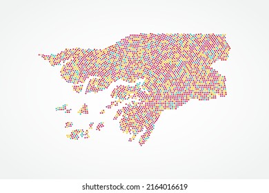 Guinea Bissau Map - World map vector template with colorful dots, grid, grunge, halftone style isolated on white background for education, infographic, design - Vector illustration eps 10