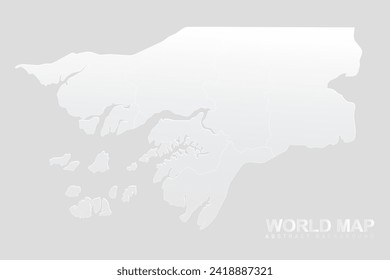 Mapa de Guinea Bissau - Plantilla vectorial del Mapa Mundial con Alto detalle incluyendo color gradiente blanco y gris y color de contorno blanco aislado en fondo gris - Ilustraciones vectoriales 10