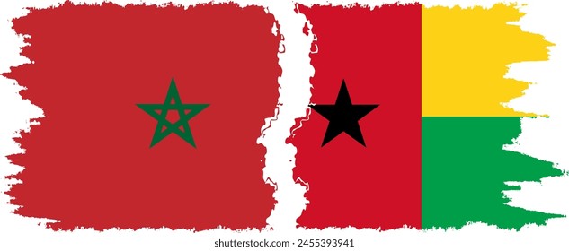 Guinea Bissau and Morocco grunge flags connection, vector