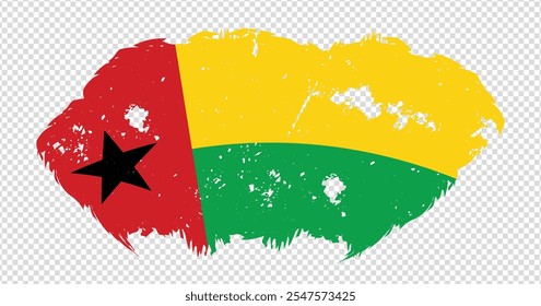 Bandera nacional de Guinea Bissau con efecto de pincel de trazo afligido sobre fondo aislado