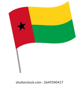 Bandeira nacional da Guiné-Bissau com mastro