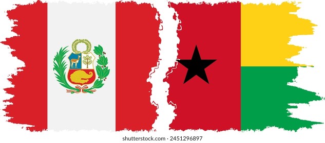 Guinea Bissau and Peru grunge flags connection, vector