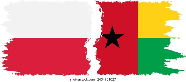 Guinea Bissau and Poland grunge flags connection, vector