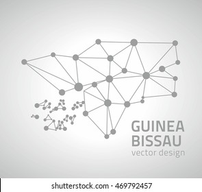 Guinea Bissau polygonal outline grey vector map