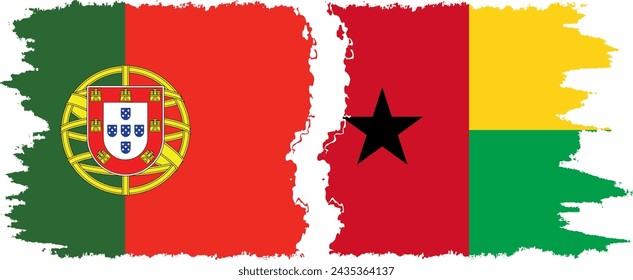 Guinea Bissau and Portugal grunge flags connection, vector