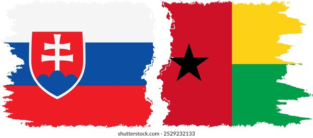 Guinea Bissau and Slovakia grunge flags connection, vector