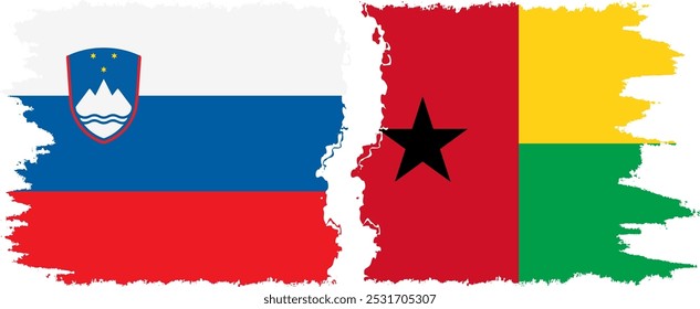 Guinea Bissau and Slovenia grunge flags connection, vector