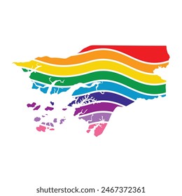 Guinea Bissau swoosh silhouette rainbow map