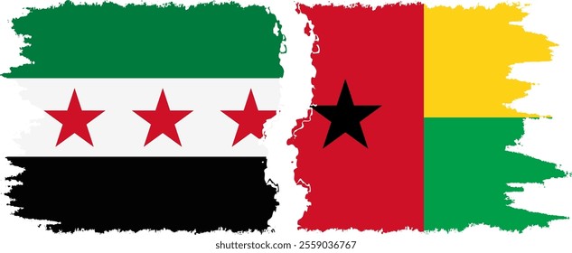 Guinea Bissau and Syrian Revolution grunge flags connection, vector