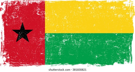 Guinea Bissau vector grunge flag isolated on white background.