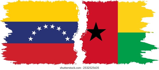 Guinea Bissau and Venezuela grunge flags connection, vector