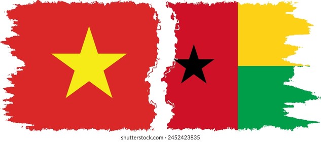 Guinea Bissau and Vietnam grunge flags connection, vector