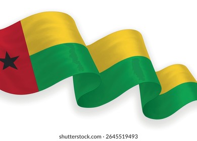 Guinea Bissau waving flag with bright colors on clean background
