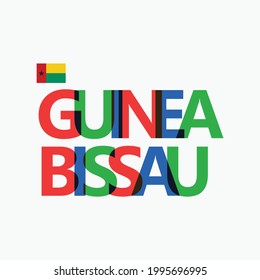 Guinea Bissau's colorful typography with its vectorized national flag. African country typography.