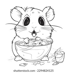 Guinea pig , Black and white coloring pages for kids, simple lines, cartoon style, happy, cute, funny, animal in the world