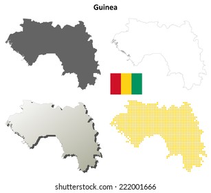 Guinea blank detailed outline map set - vector version