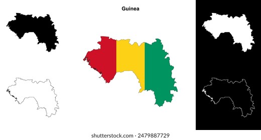 Conjunto de mapas esquemáticos en blanco de Guinea