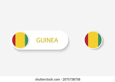 Guinea button flag in illustration of oval shaped with word of Guinea. And button flag Guinea. 