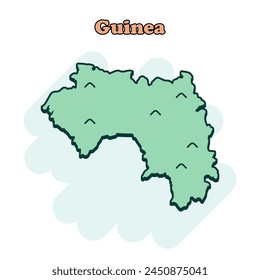Guinea cartoon colored map icon in comic style. Country sign illustration pictogram. Nation geography atlas business concept.	