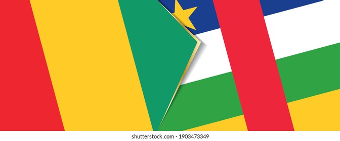 Guinea and Central African Republic flags, two vector flags symbol of relationship or confrontation.