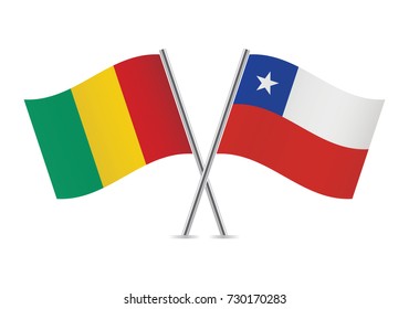 Guinea and Chile flags.Vector illustration.