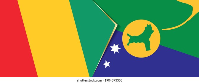 Guinea and Christmas Island flags, two vector flags symbol of relationship or confrontation.