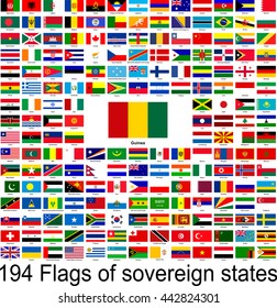 Guinea, collection of vector images of flags of the world