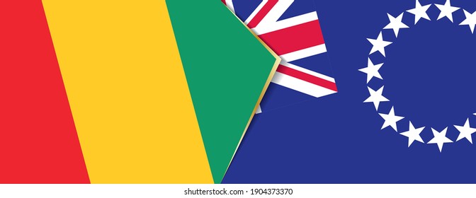 Banderas de Guinea y las Islas Cook, dos banderas vectoriales símbolo de relación o enfrentamiento.