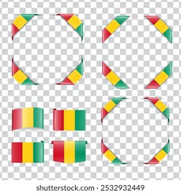 Guinea corner national flag with shadow