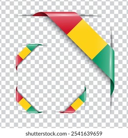 Guinea corner national flag with shadow