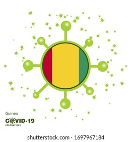 Guinea Coronavius Flag Awareness Background. Stay home, Stay Healthy. Take care of your own health. Pray for Country