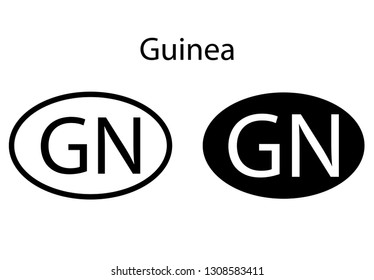 Guinea country code icon.  Iso code country domain name.  GN - Guinea abbreviated. vector
