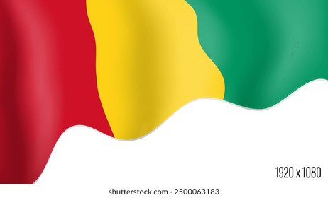 Guinea country flag realistic independence day background. Guinea commonwealth banner in motion waving, fluttering in wind. Festive patriotic HD format template for independence day