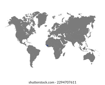 Guinea country selected on world map 