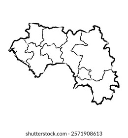 Guinea country simplified map. pencil sketch