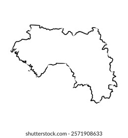 Guinea country simplified map. pencil sketch