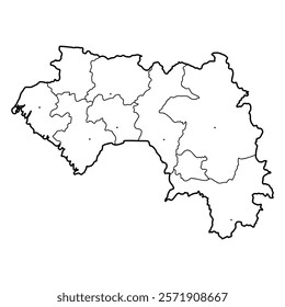 Guinea country simplified map. pencil sketch