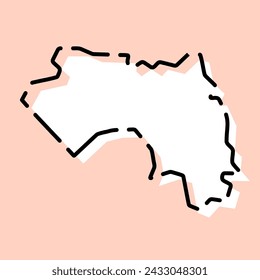 Guinea country simplified map. White silhouette with black broken contour on pink background. Simple vector icon