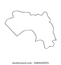 Guinea country simplified map.Thin triple pencil sketch outline isolated on white background. Simple vector icon